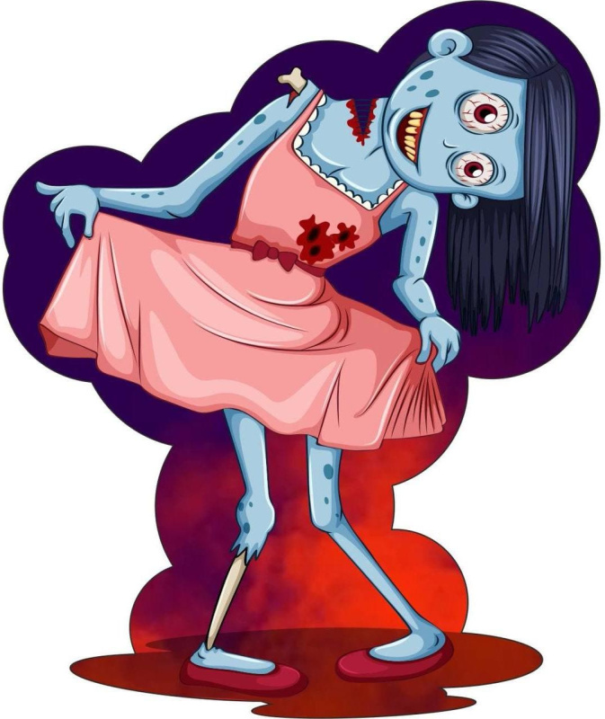 %РАСПРОДАЖА Ростовая фигура «Zombie Girl Clara» 84*100 см, картон %РАСПРОДАЖА Ростовая фигура «Zombie Girl Clara» 84*100 см, картон
