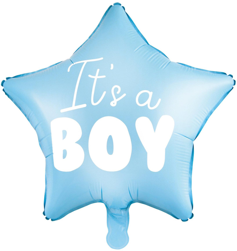 IT'S A BOY Light Blue 45 см. шар фольгированный с воздухом звезда; PartyDeco IT'S A BOY Light Blue 45 см. шар фольгированный с воздухом звезда; PartyDeco
