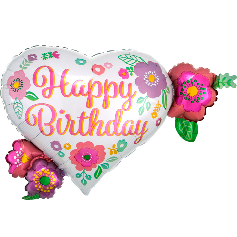 HB Цветы на сердце 68 см * 50 см шар фольгированный с воздухом фигура