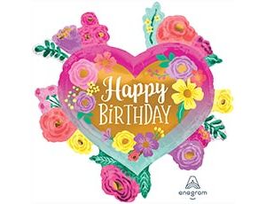 HB Сердце с цветами яркое 86 см шар фольгированный фигура; ANAGRAM