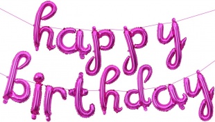 Набор шаров-букв (17''/43 см) Мини-Надпись "Happy Birthday" (курсив), Розовый Набор шаров-букв (17''/43 см) Мини-Надпись "Happy Birthday" (курсив), Розовый