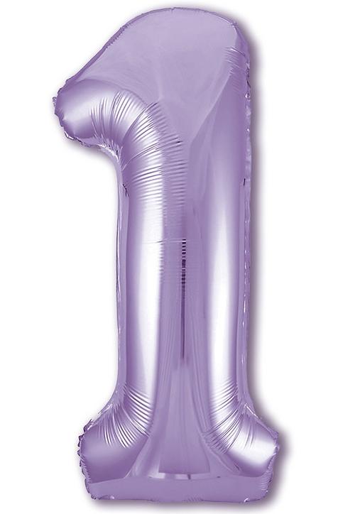 Цифра 1 Пастель Lavender шар фольгированный с воздухом
