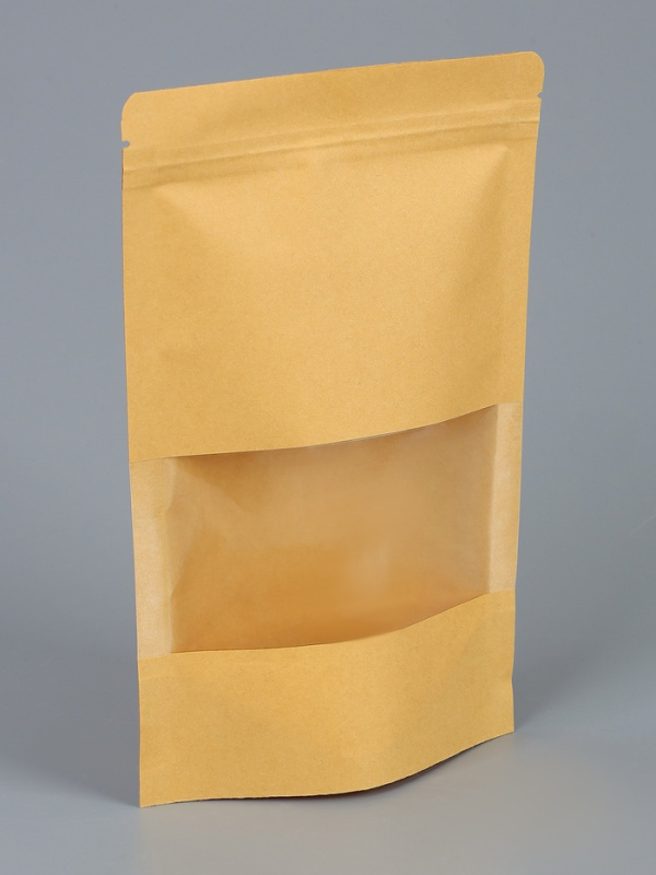 Пакет Zip - lock Крафт с прямоугольным окном 14х22 см