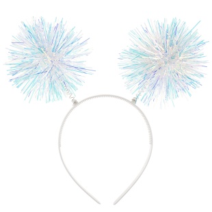 Ободок, Пушистые шарики, Белый, Хамелеон, 21*21 см