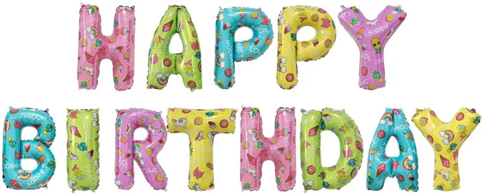Набор шаров-букв (14''/36 см) Мини-Надпись "Happy Birthday", Веселые картинки