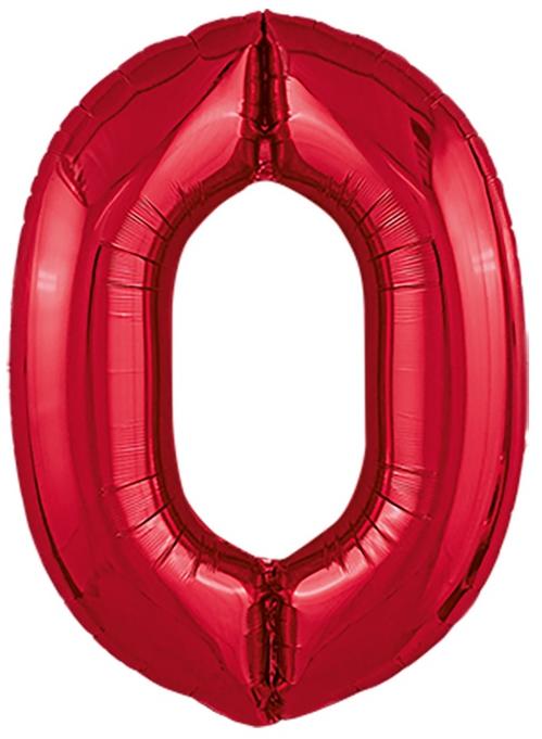 Цифра 0 Металлик Red 102 см шар фольгированный с воздухом