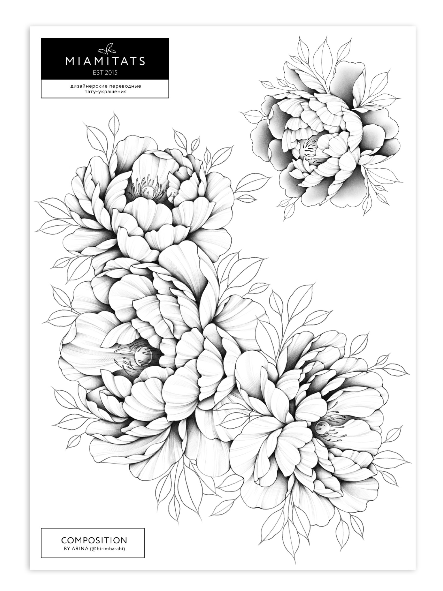 Переводные тату Miami Tattoos Composition by Arina (А4); 7704