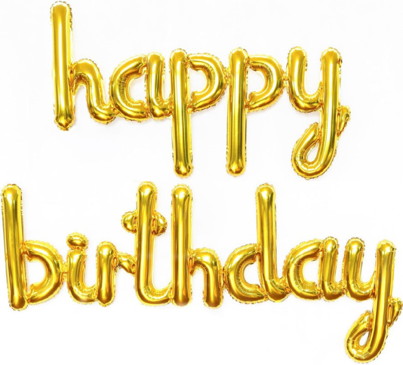 Набор шаров (17''/43 см) Мини-Надпись "Happy Birthday", Золото