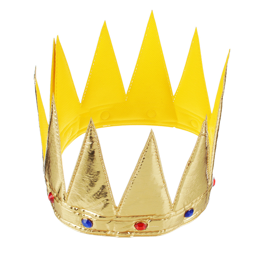 Корона "Царь" с камнями, на липучке 55 см*11 см  (Цв. Золотой)