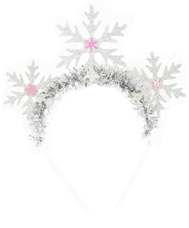 Ободок Снежинки с мишурой серебро блеск