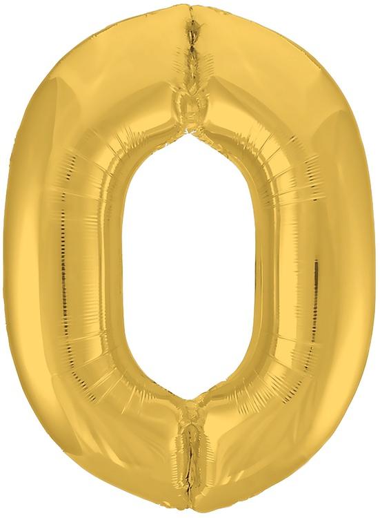 Цифра 0 Металлик Gold 102 см шар фольгированный с воздухом